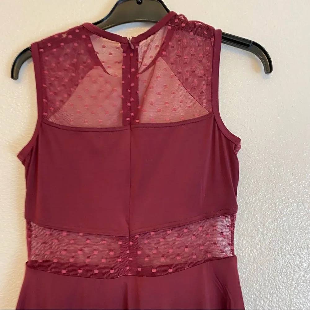Weissman Balera Dance costume burgundy red Point D'Esprit Day Dress D11099 SA